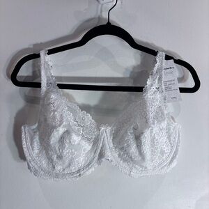 WONDERBRA Sz 38D White Sophisticated Lace Bra Underwire Full Support NEW.
